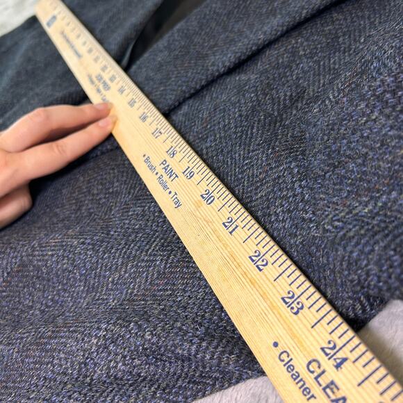 Robert Stock Blazer Mens 44L Navy Blue 100% Wool Herringbone Twill Sport Coat - Picture 9 of 12